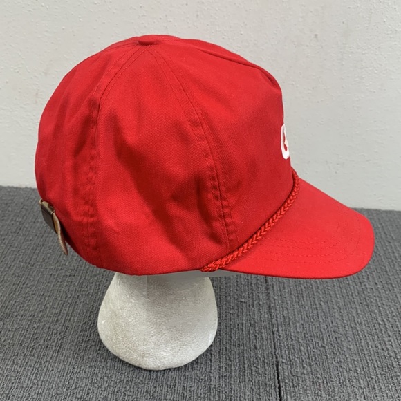 Vintage QR Rope Baseball Hat Mens OSFA Red White Adjustable Strapback Cap USA - Picture 9 of 14